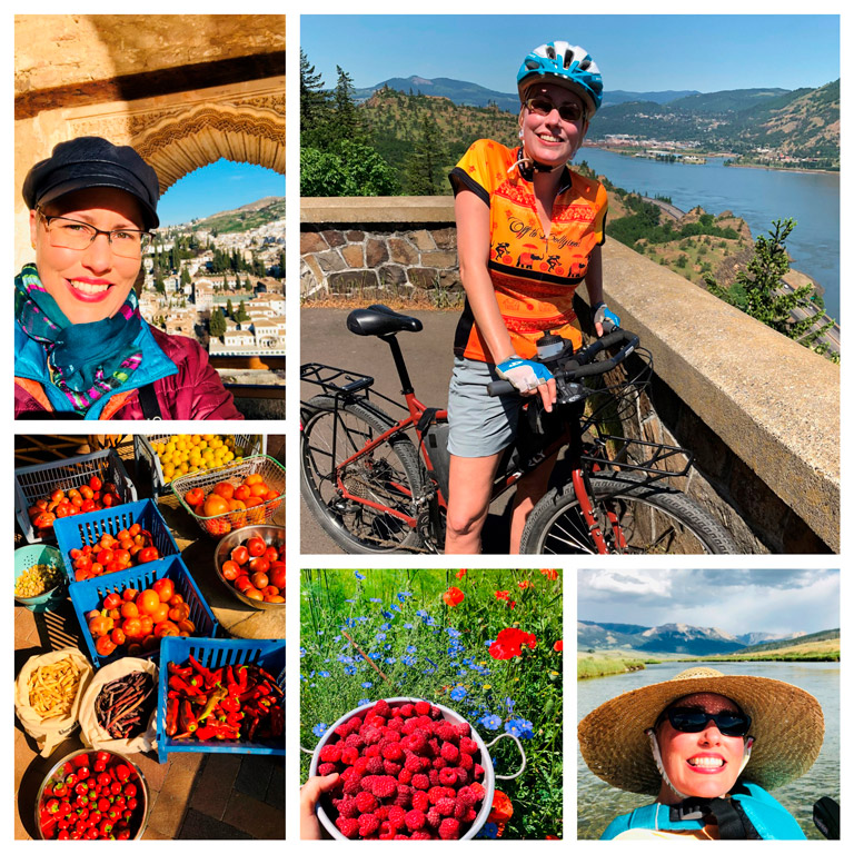 Collage of a woman doing outdoor activities