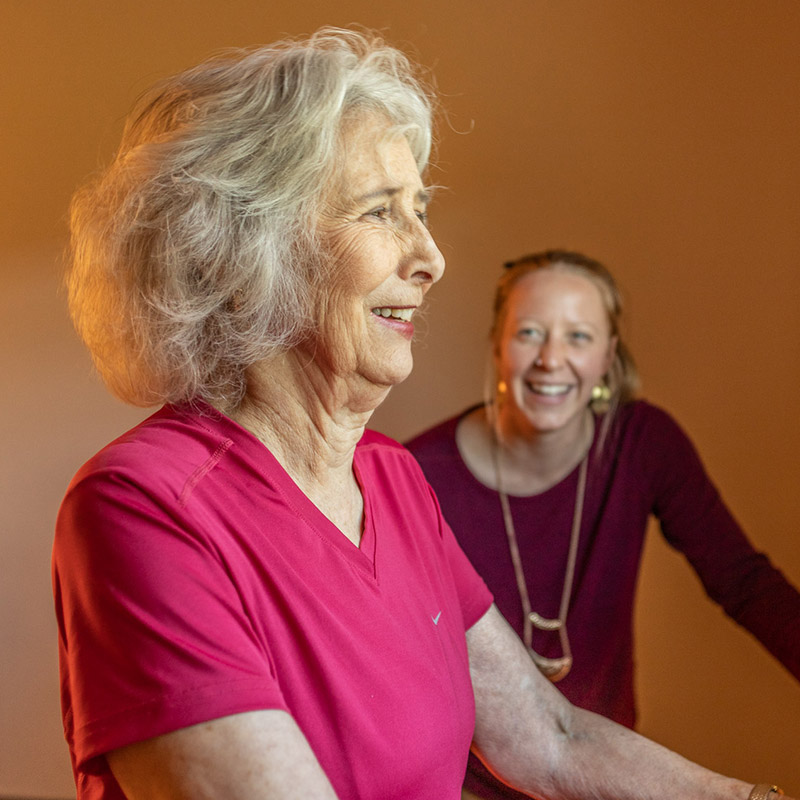 two women laughing