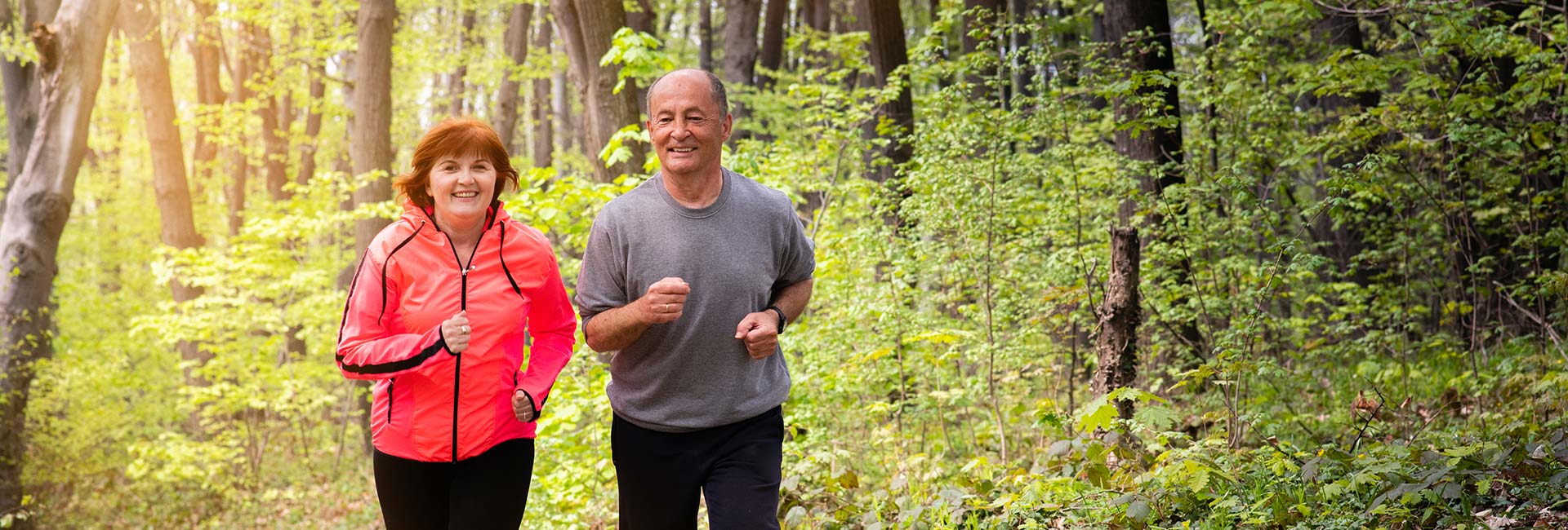 happy couple on a job in the forest