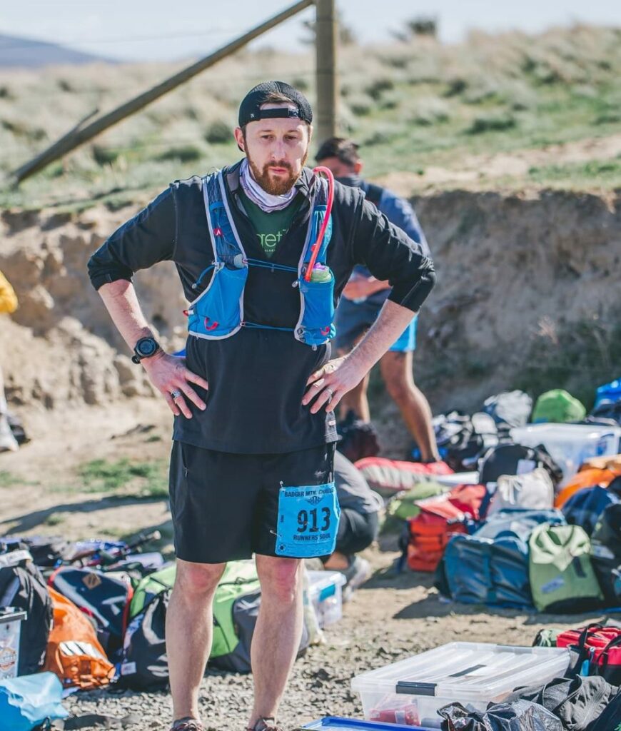 PT Kyle Stewart during a pitstop while running the Badger Mountain Challenge in Tri Cities WA