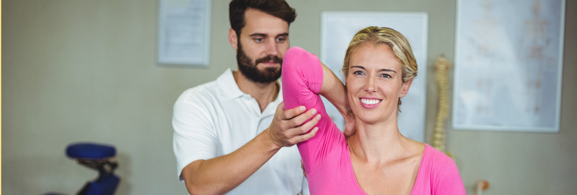 Physical therapy patient gets treatment for shoulder