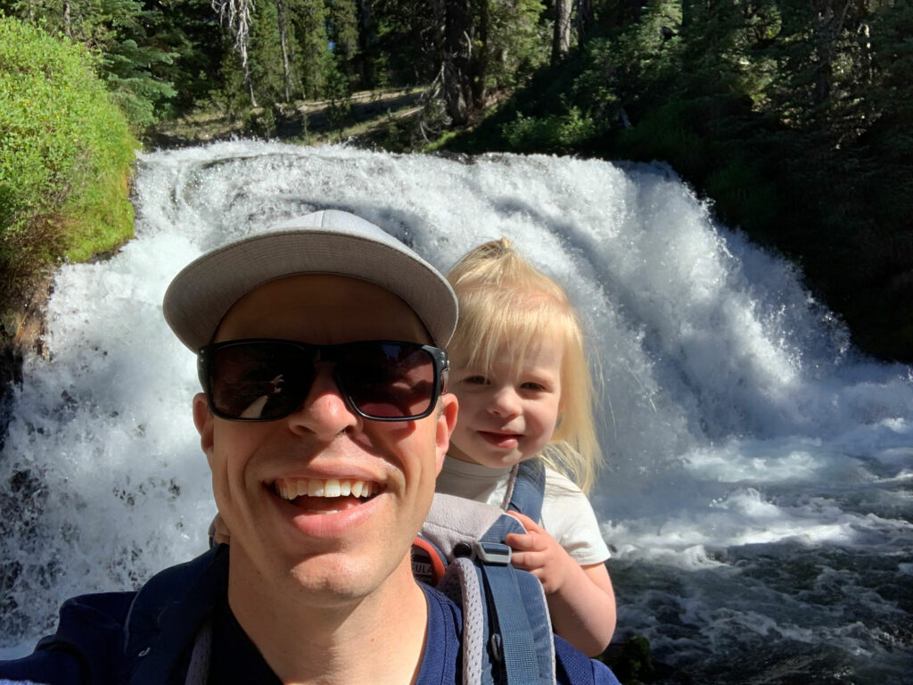 PT Chris Glover and his daughter during a waterfall hike in Central Oregon