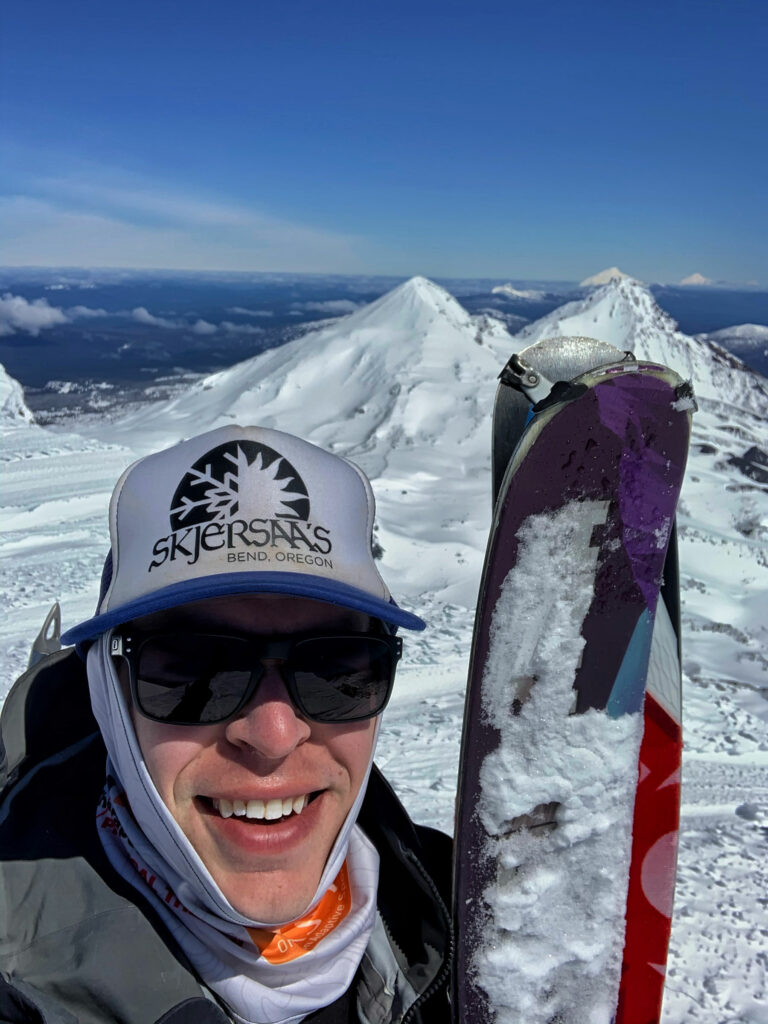 physical therapist Chris Glover skiing in Central Oregon