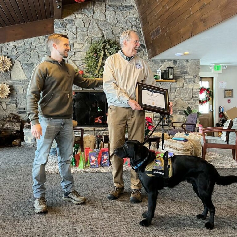 Veteran service dog, Niko, at graduation from the canine program at Clear Path for Veterans.