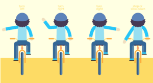 illustration of bicycling hand signals