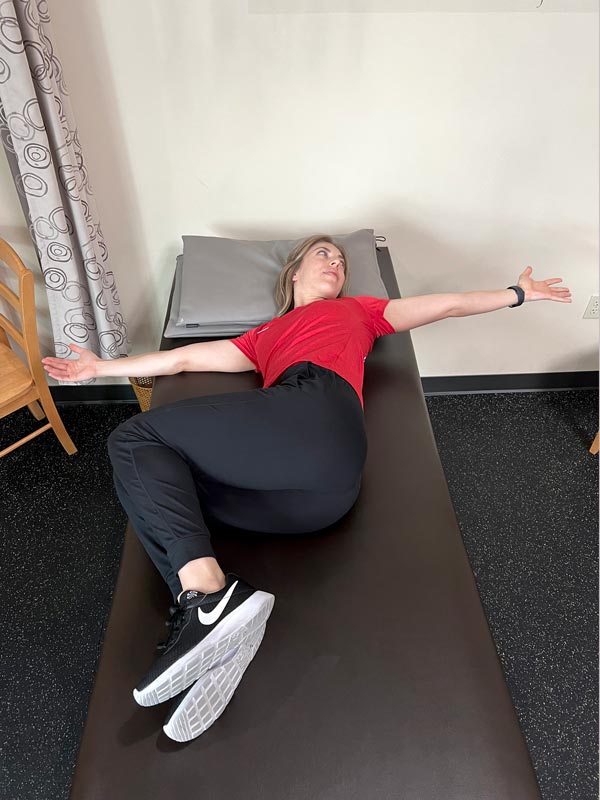 open position of a rising sun, an exercise for thoracic extension