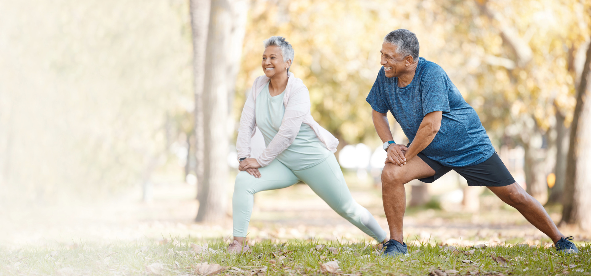 an older couple enjoys time outside exercising
