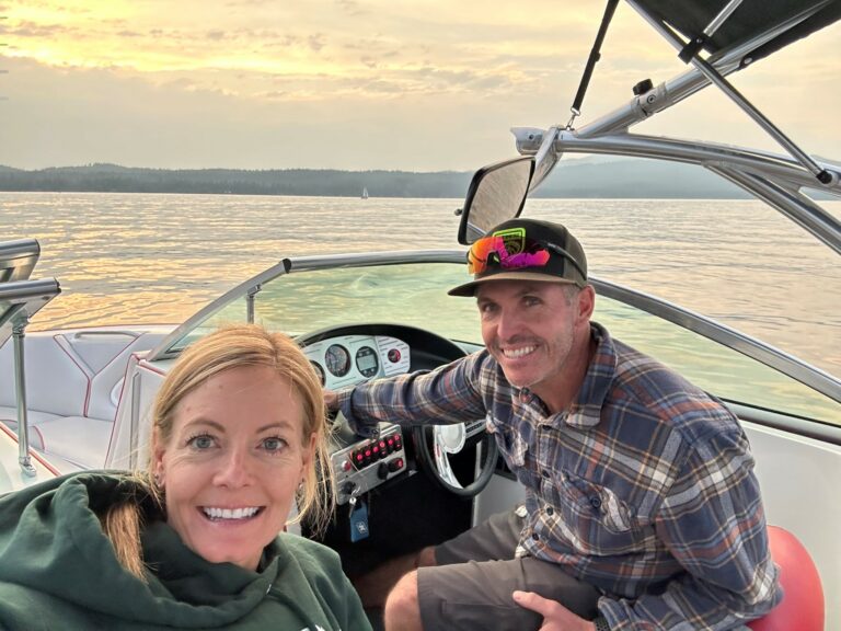 husband and wife PTs Rob Barnes and Nicole Barnes enjoy time on the water