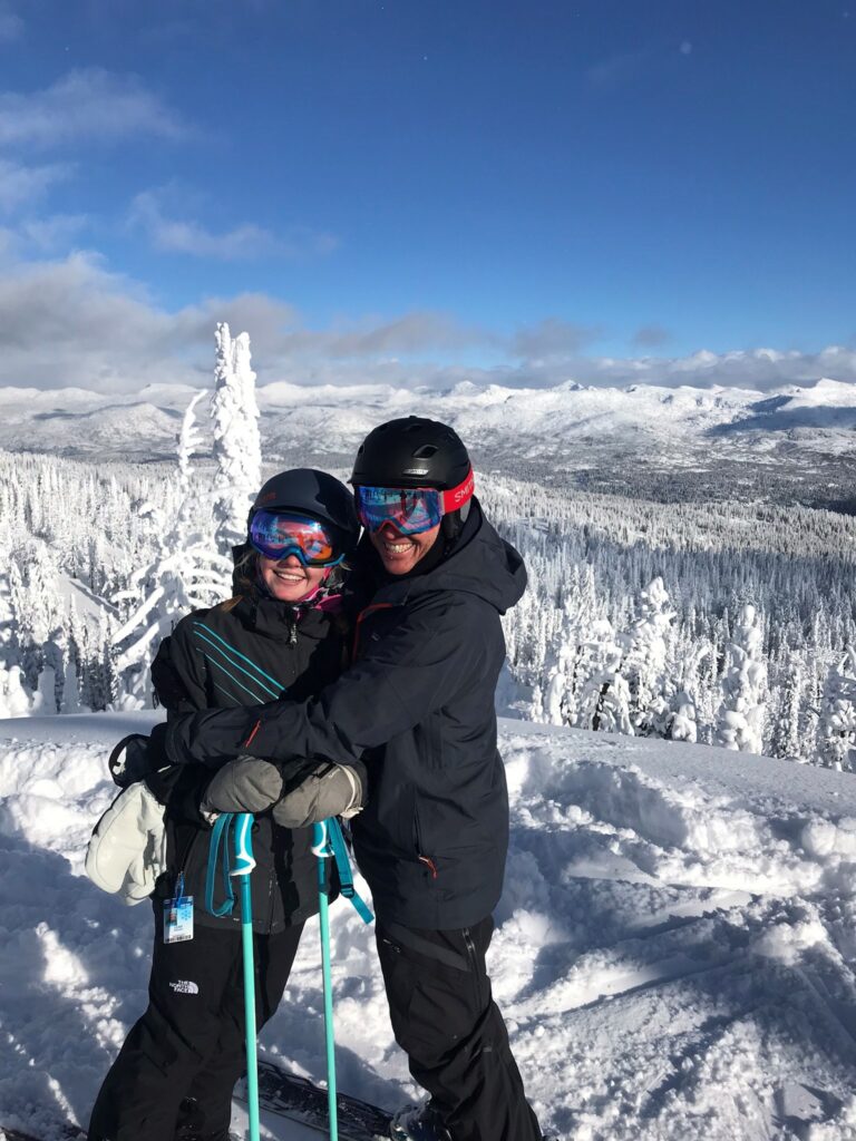 Physical therapist Rob Barnes on a ski day with his daughter.