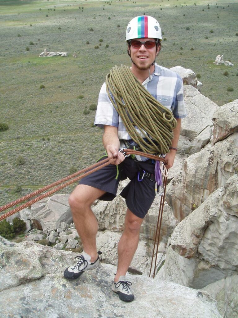 physical therapist Brian Weiderman on a rock climbing adventure