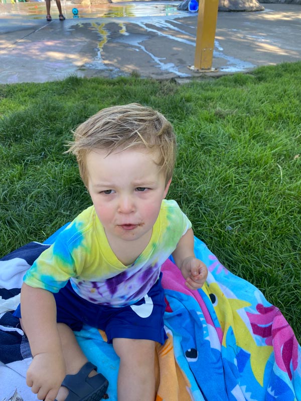 PT Bailey Ouellette's son at the splash pad at Magnolia Park