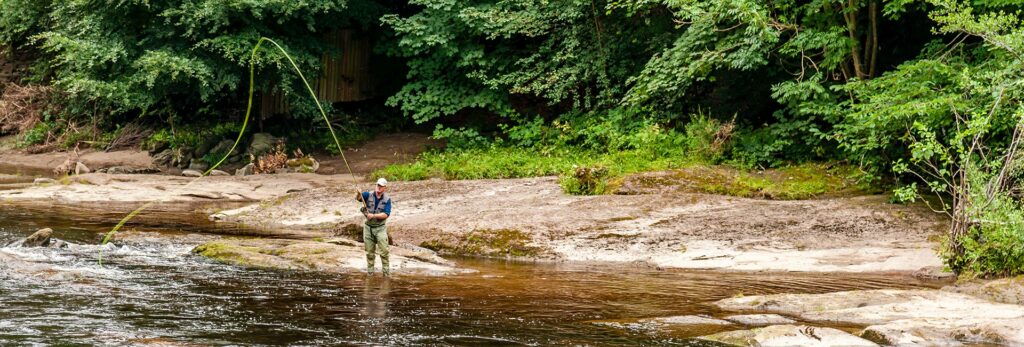 Fly fishing in a river